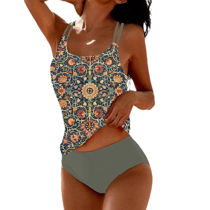 Dame Tankini-sæt med floralsk design og justerbare stropper Stilla