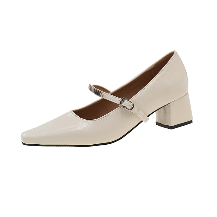 Dame elegante spidsede Mary Jane pumps med blokhæl design Stilla