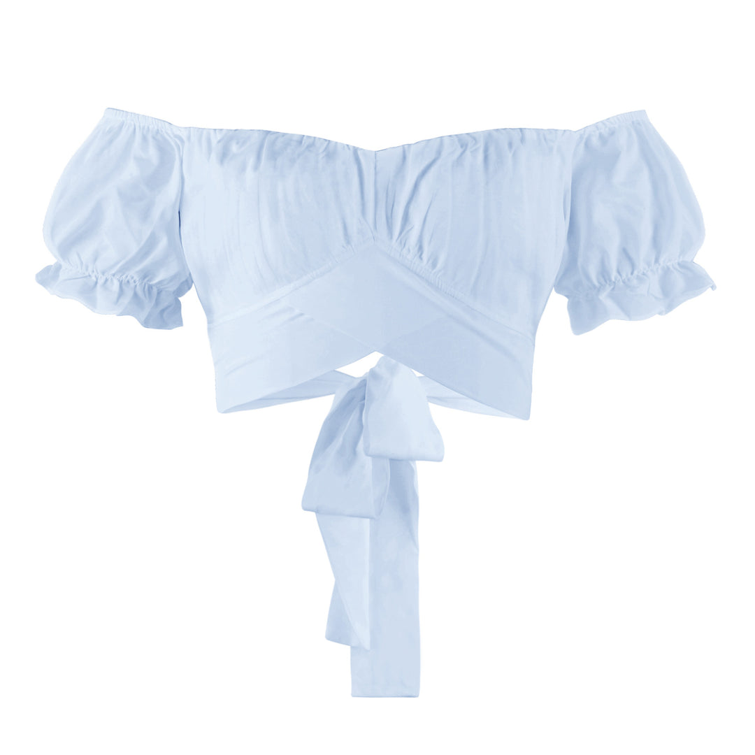 Dame Off-Shoulder Top med voluminøse ærmer og dekorativ snøring Stilla
