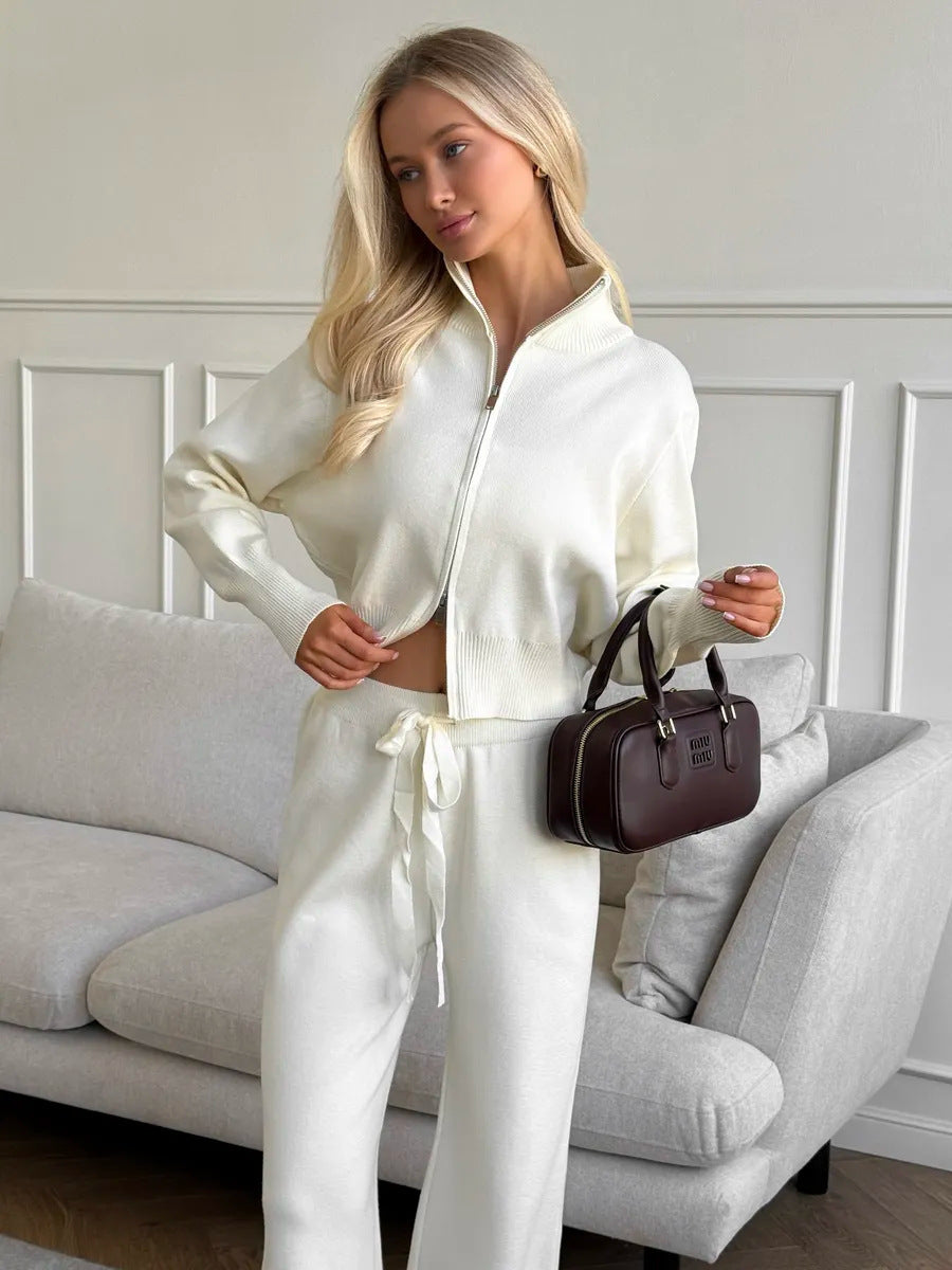 Dame casual fleece træningsdragt med lynlås Skovae