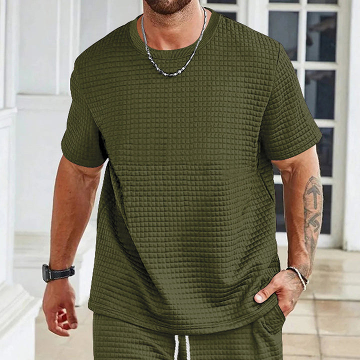 Herre afslappet kortærmet T-shirt med struktureret design Stilla
