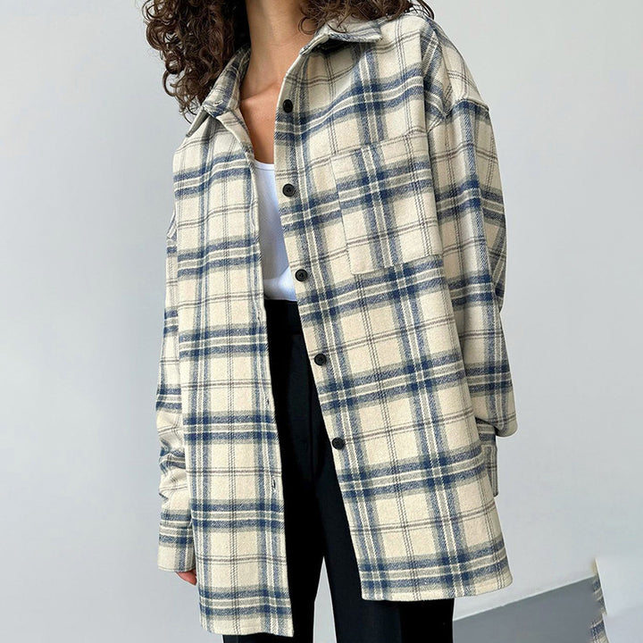 Dame Oversized Skovræmmede skjorte i høj kvalitet flannel Stilla