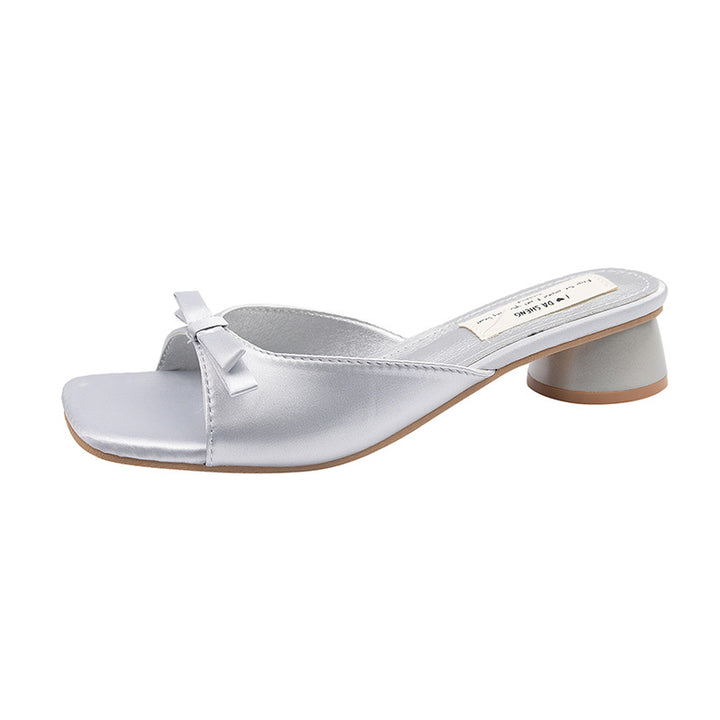 Dame Open-Toe Satin Remsandaler med dekorativ sløjfe Stilla