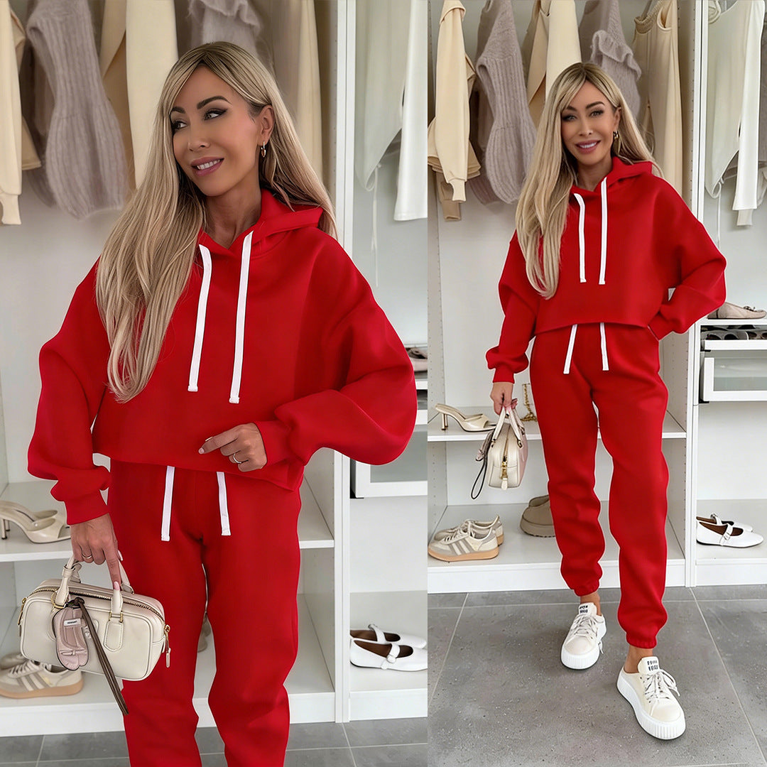 Damer Casual og Trendy Jogging Sæt med Cropped Hoodie og Behagelige Bukser Skovae