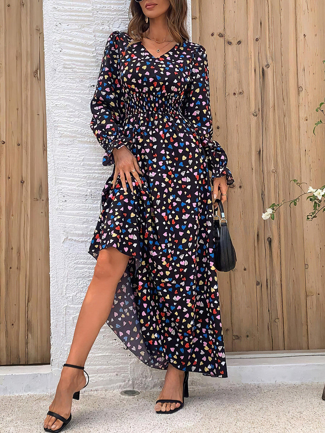 Dame Maxikjole med raffineret blomsterdesign og elastisk liv Stilla