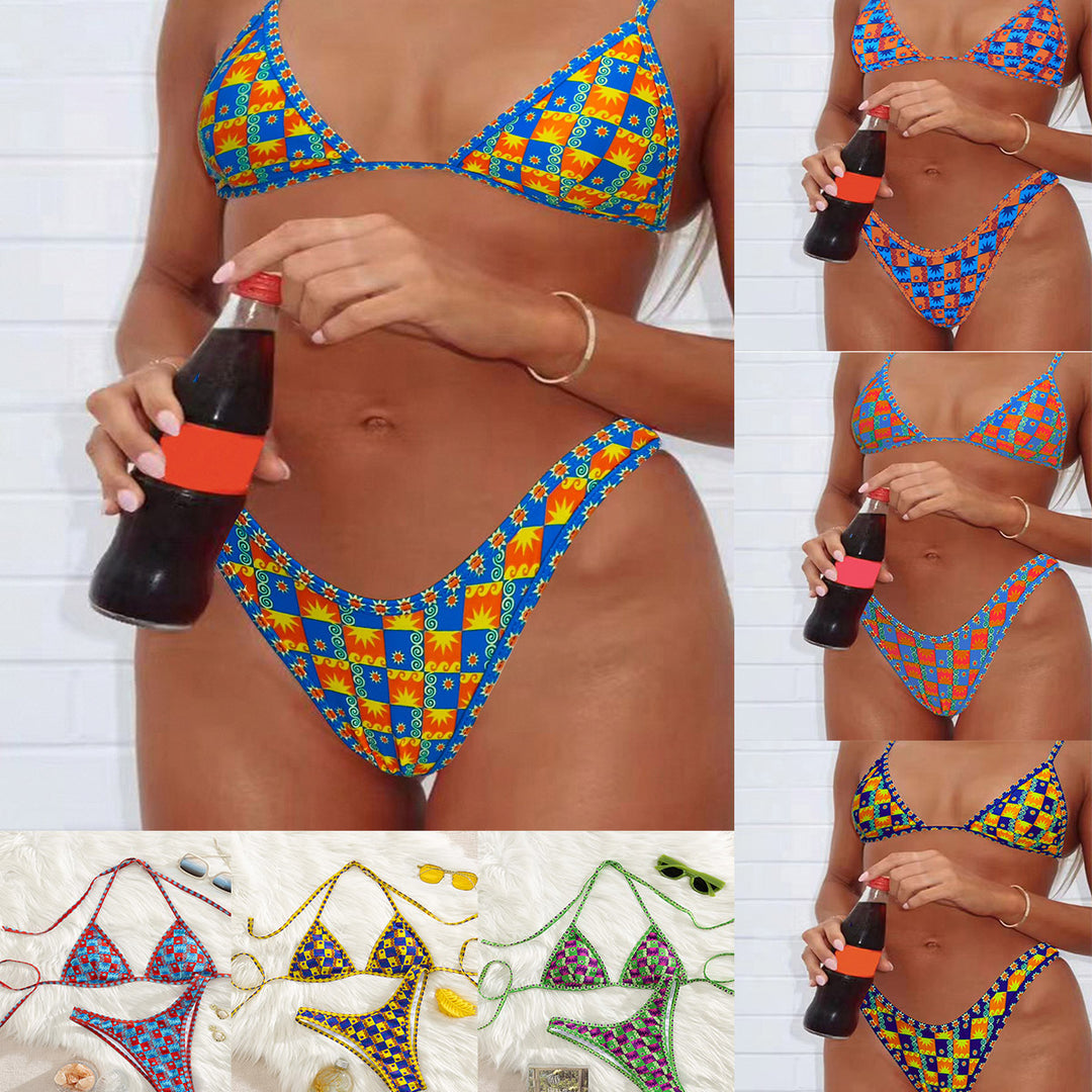 Dame Triangel-Bikini med spændende stribe-design Skovae