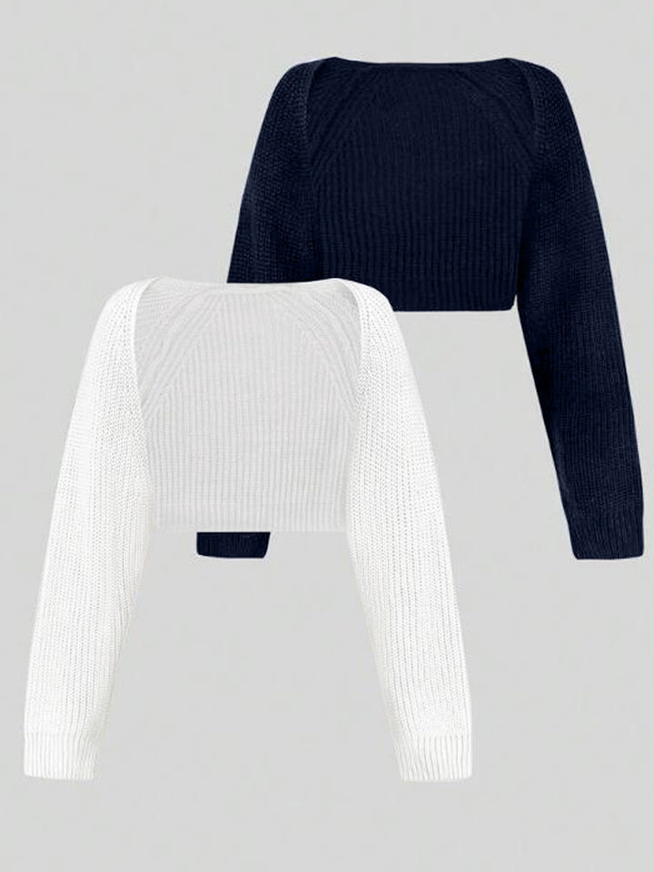 Dame cropped strikoverdel med dropped shoulders og fint ribmønster Stilla
