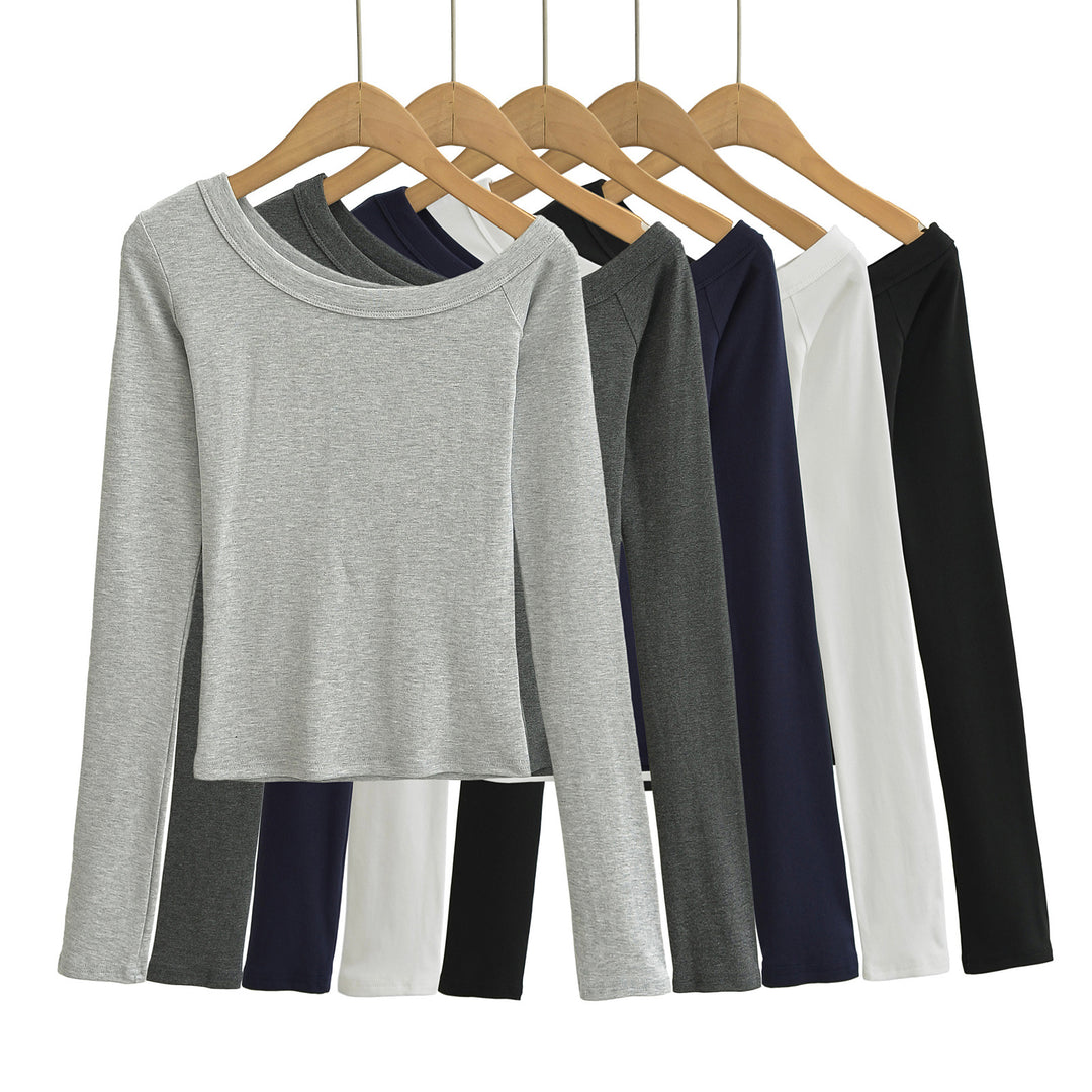 Dame Langærmet T-shirt med elegant Off-Shoulder Design Stilla