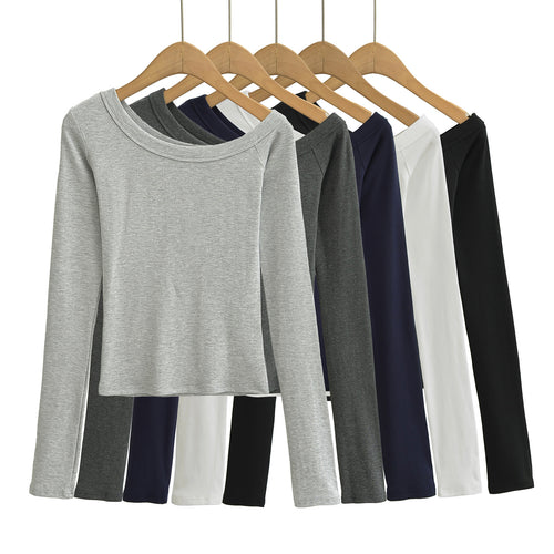 Dame Langærmet T-shirt med elegant Off-Shoulder Design Stilla