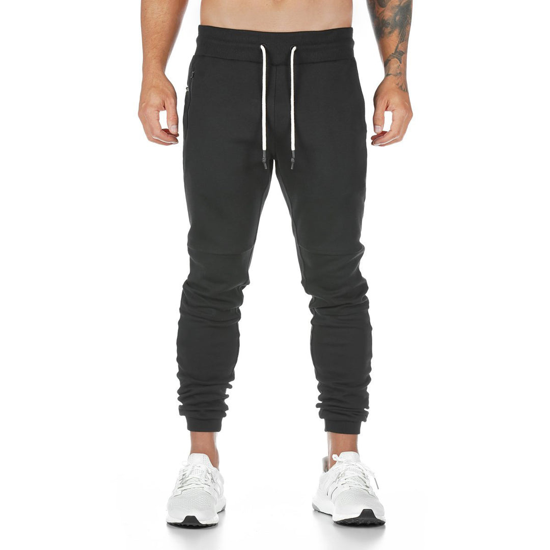 Herren nan slim fit joggebukser med ribbede linning, lynlåslomme og knæindsatser Skovae