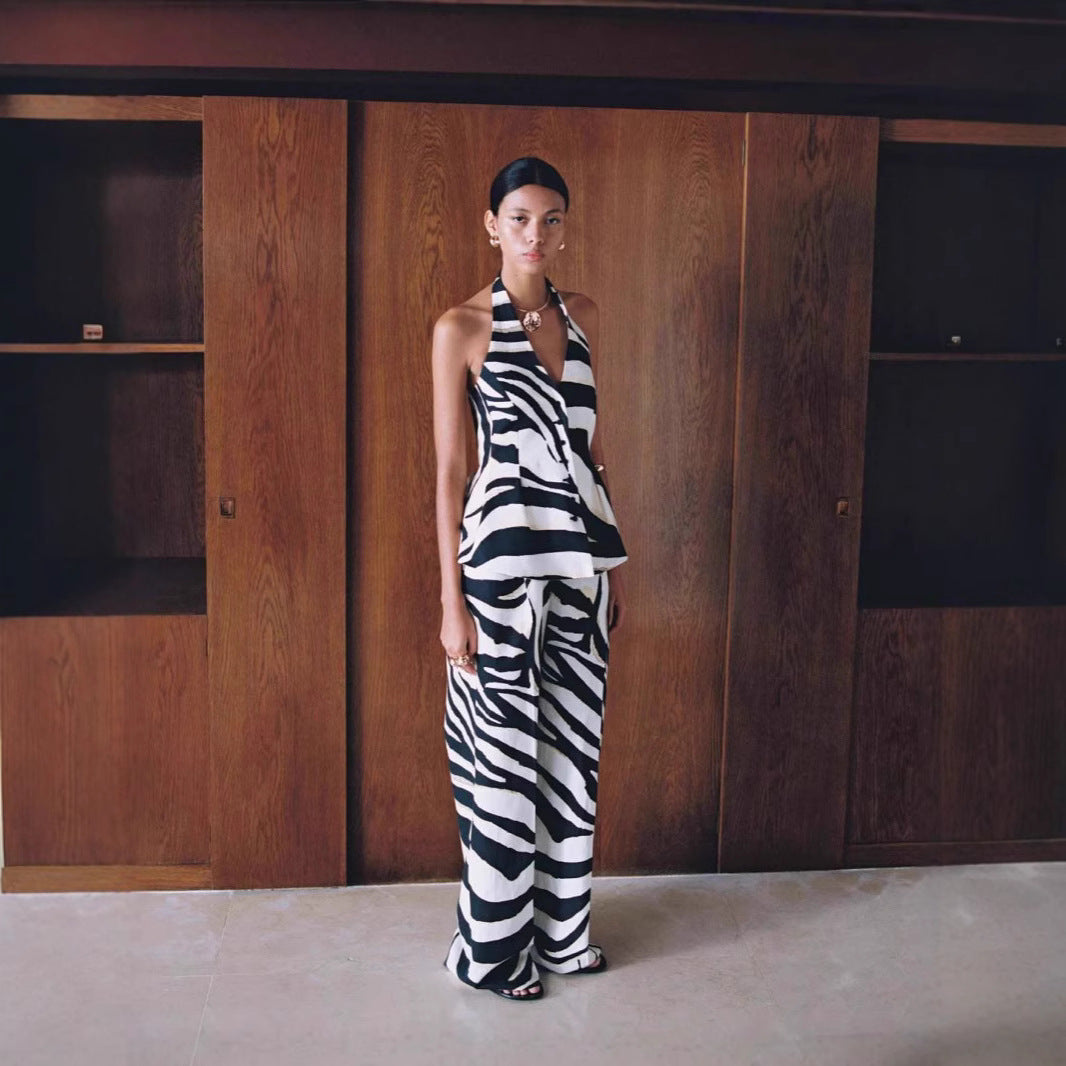 Dame vidde Zebra-Print Bukser Stilla