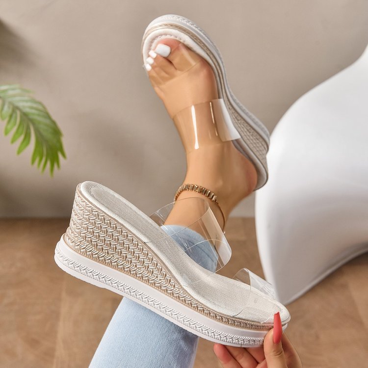 Dame Wedgesandaler med transparente remme og ergonomisk fodseng Stilla