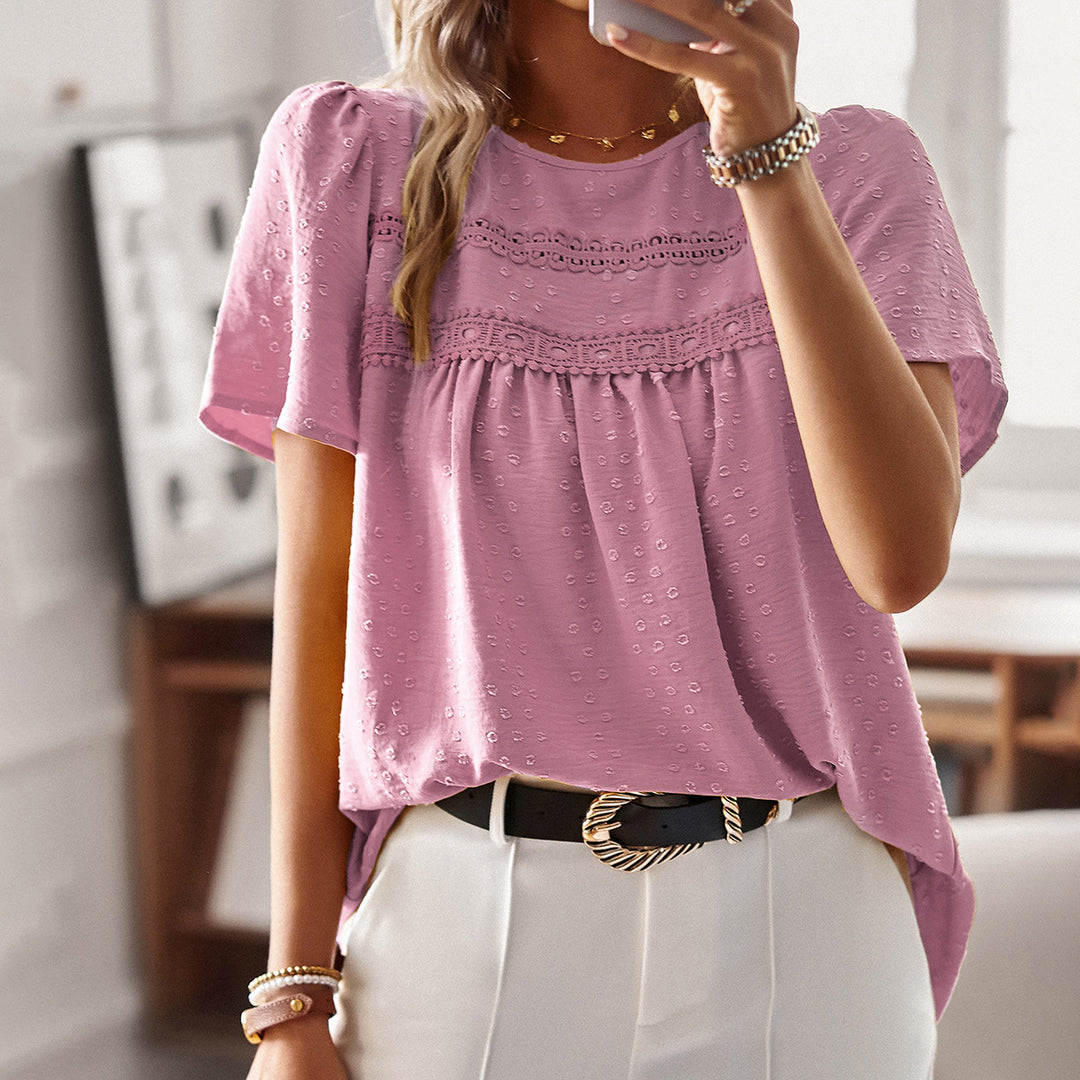 Dame let bluse med fin broderi Stilla