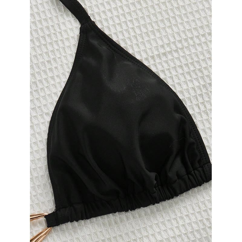 Dame triangel-bikini med elegant snøring og dekorativ ring Skovae