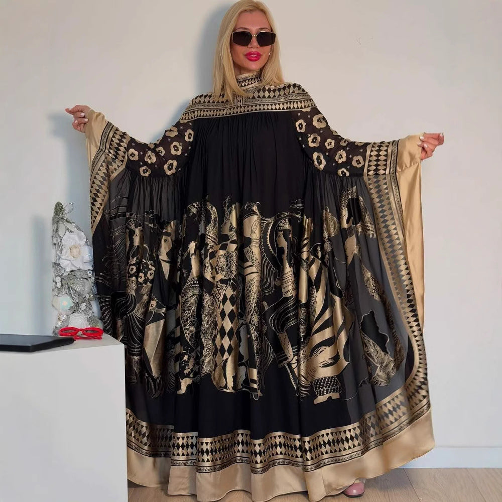 Dame Kunstnerisk Maxikjole med festligt design Stilla