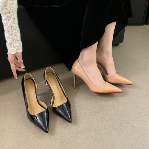 Dame spidse pumps med forførende slingback-design og elegant højglansfinish Stilla