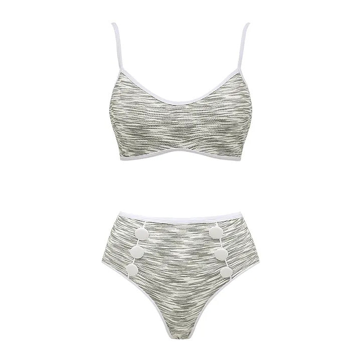 Dame Bikini-sæt med højtaljet trusse og moderne top Skovae