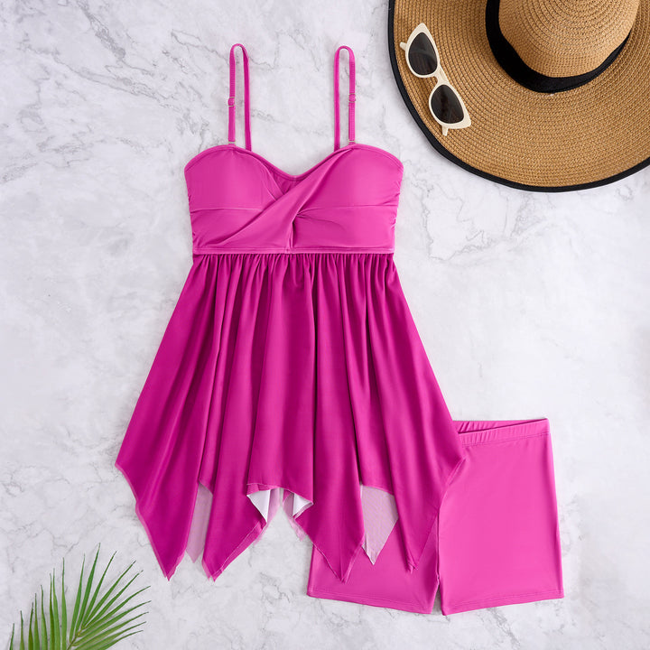 Dame Tankini med elegant drapering og højt skårne trusser Skovae