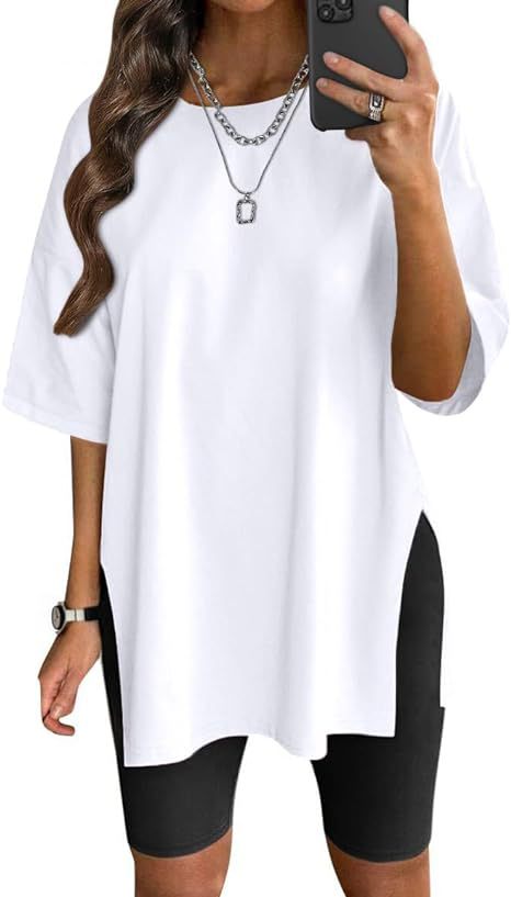 Dame Oversize T-shirt med sideslids Stilla
