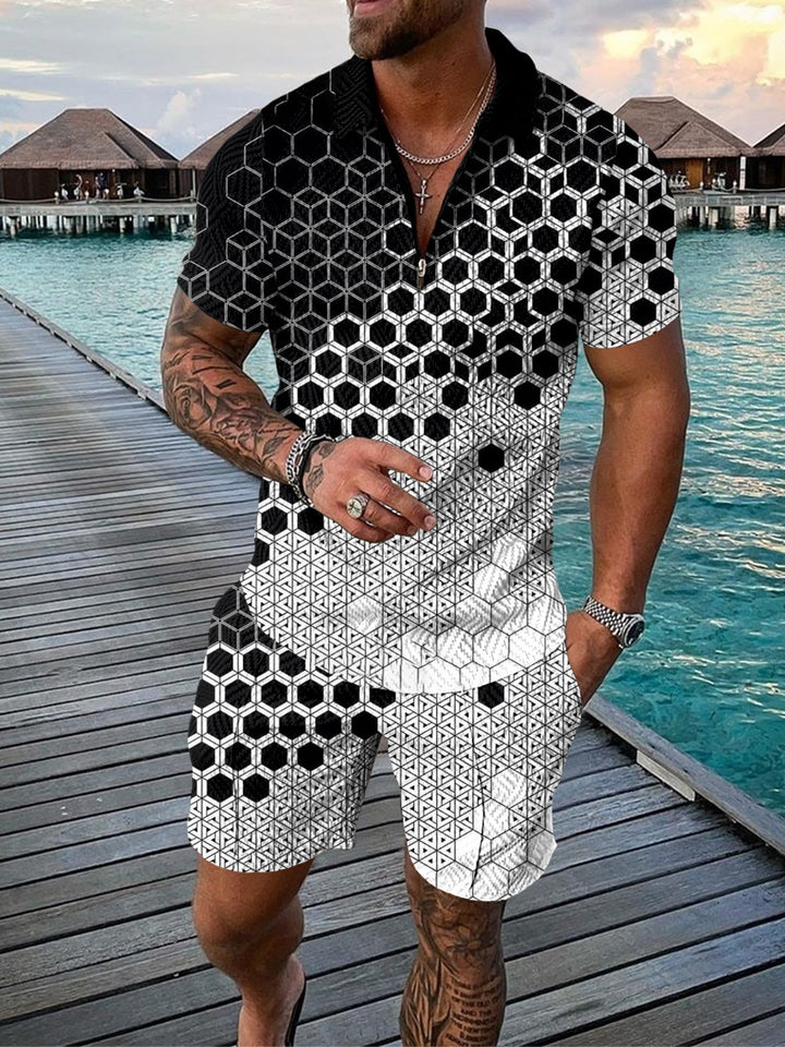 Herre Modern Graphic Print Kort Sæt Stilla