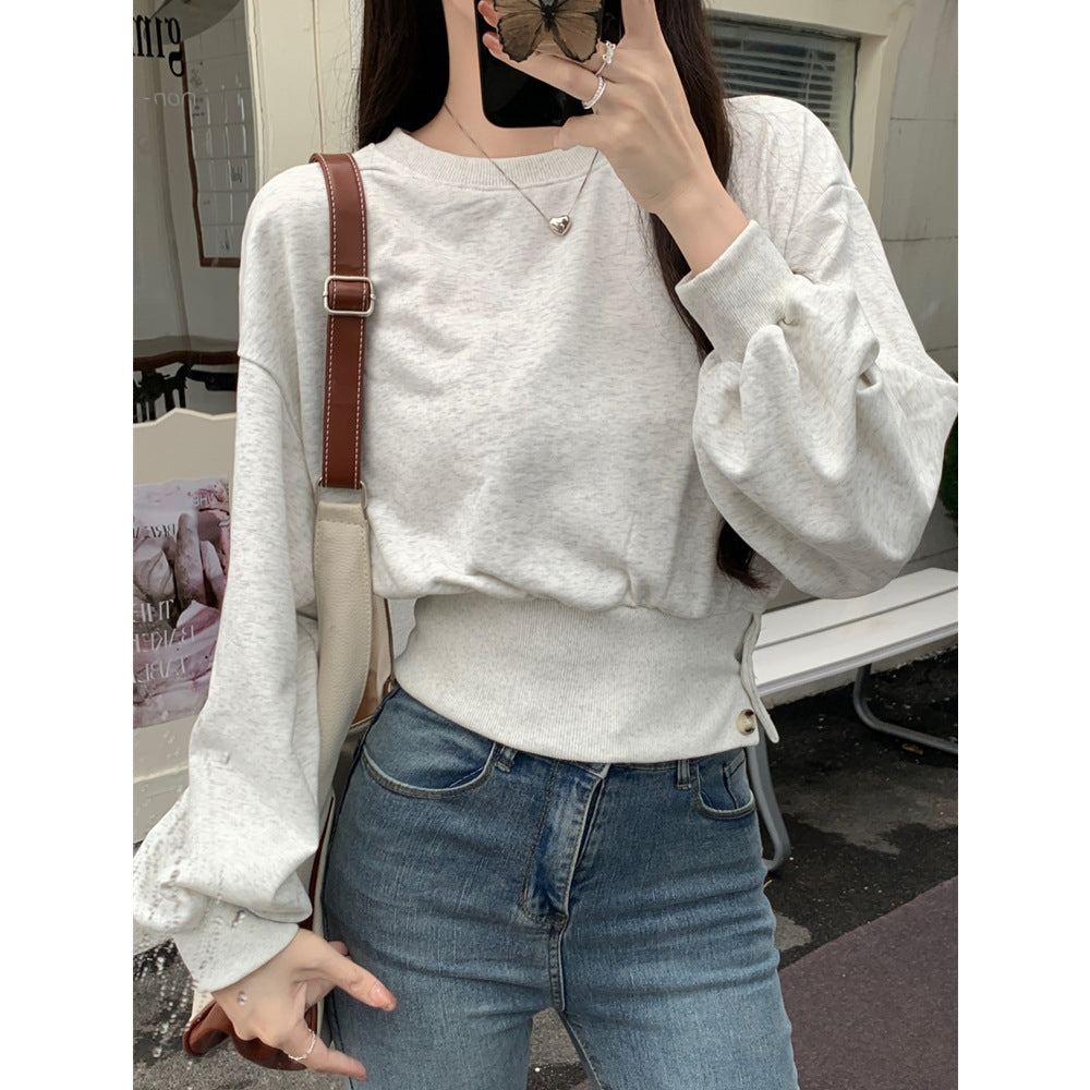 Femme Cozy Knap-Front Pullover Sweatshirt Stilla