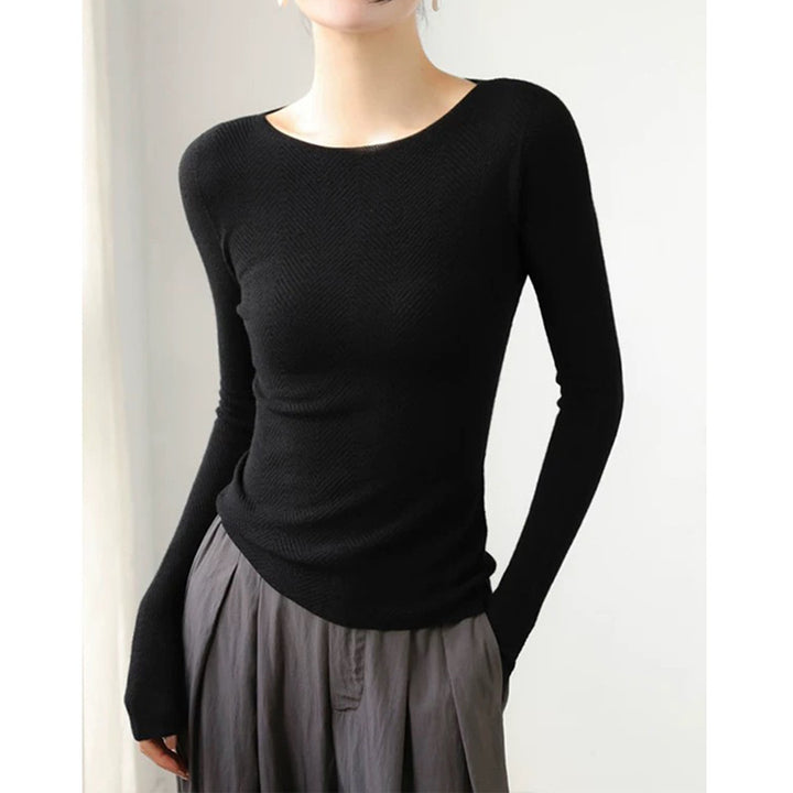 Dame Kvalitets Longsleeve Top med struktureret mønster Stilla