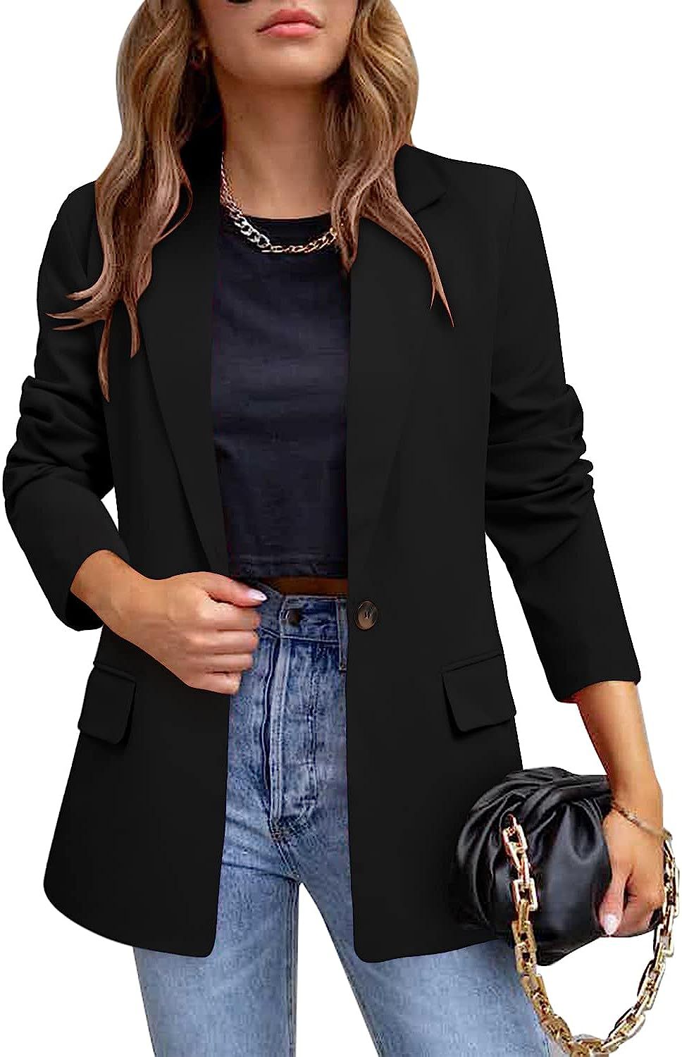 Dame trendy blazer med figursyet snit og store lommer Stilla