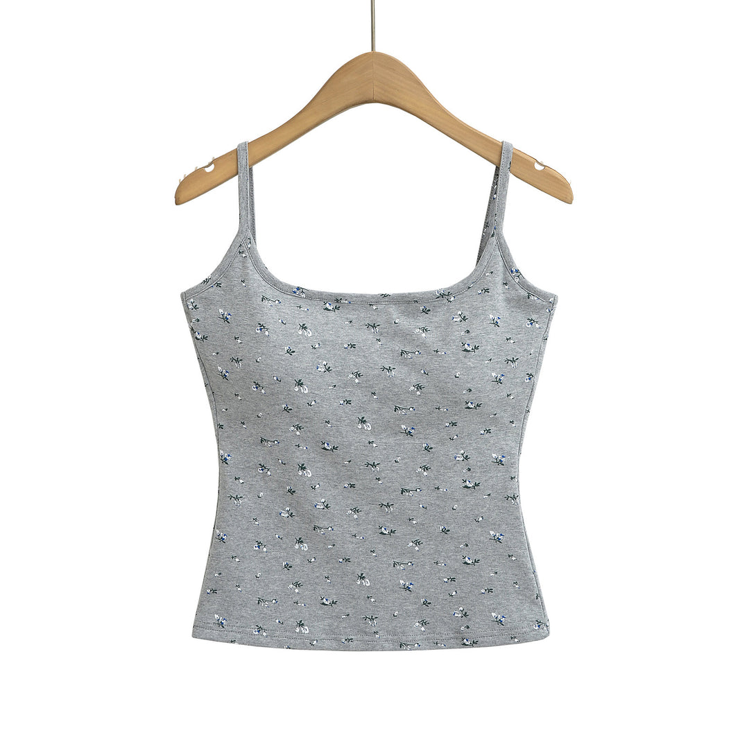 Dame spaghetti-ryg tanktop med blomstret design og komfortabelt strækstof Stilla