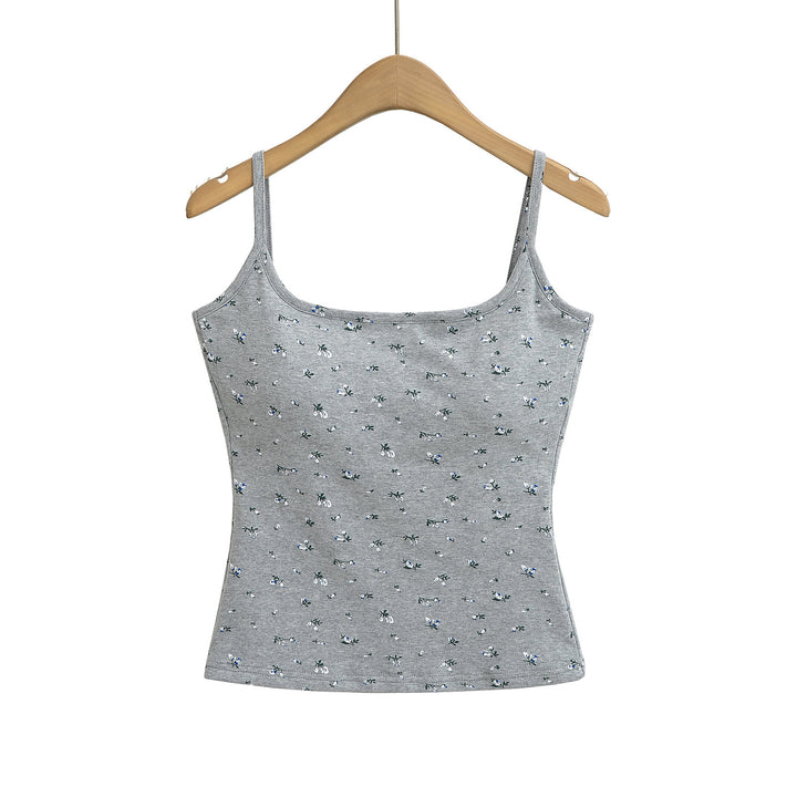 Dame spaghetti-ryg tanktop med blomstret design og komfortabelt strækstof Stilla