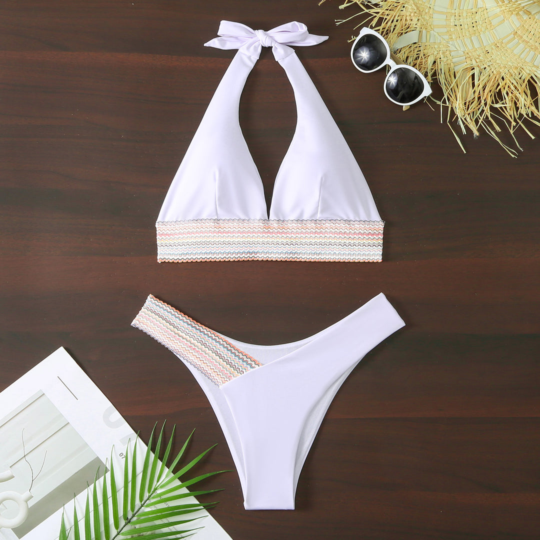 Dame triangel-bikini med justerbar halterneck-design og sidelange cut-outs Stilla