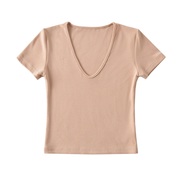 Dame V-hals T-shirt med figursyet snit Stilla
