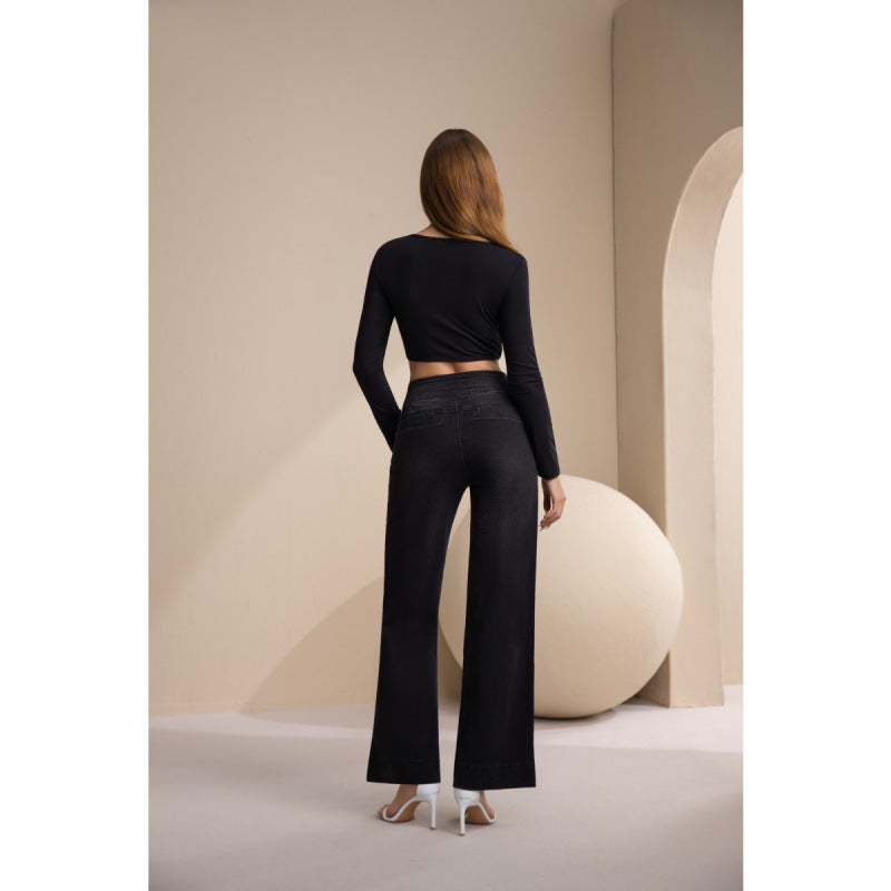 Dame brede High-Waist Jeans med klassisk snit og moderne touch Skovae