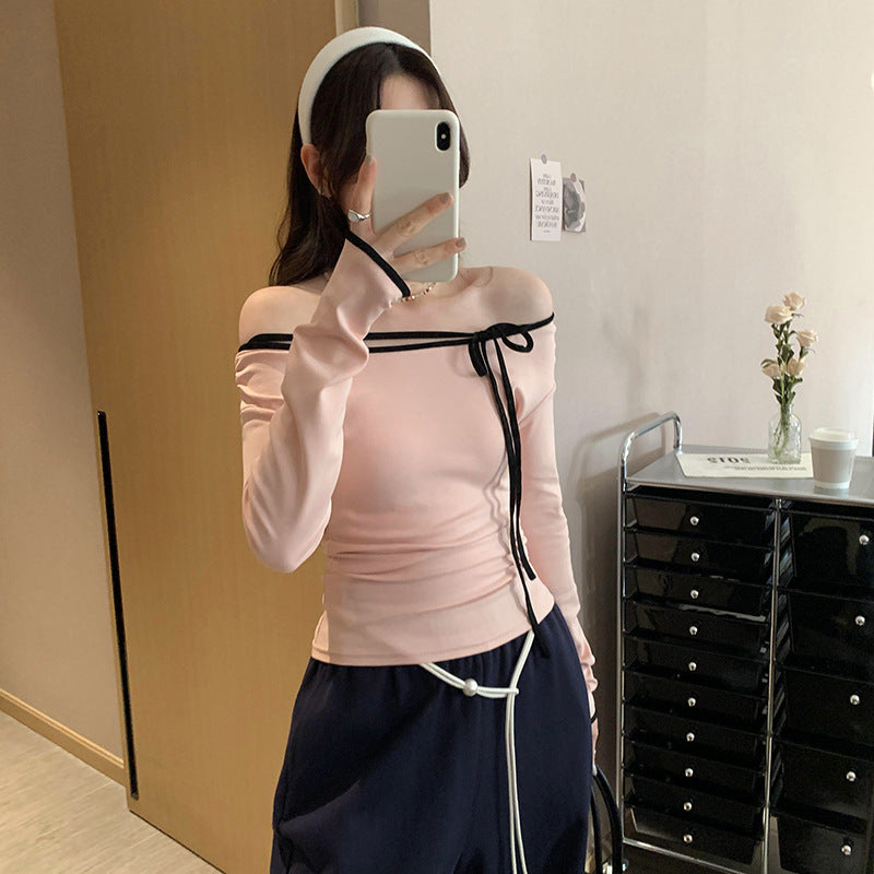 Dame Off-Shoulder Langærmet Top med justerbare stropper Stilla