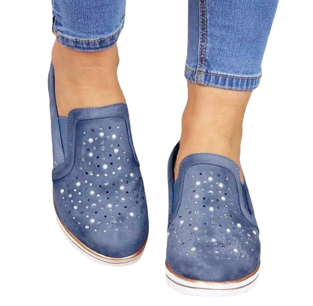 Dame Wedge-sneakers med glitrende applikationer Stilla