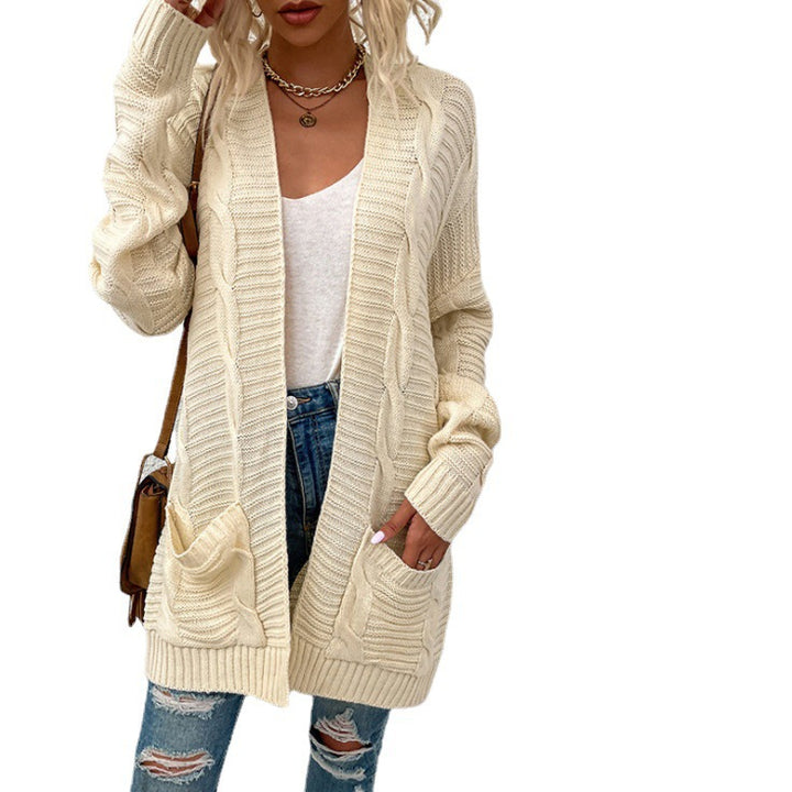 Kvinders chunky strik cardigan med dyb V-hals og praktiske lommer Stilla