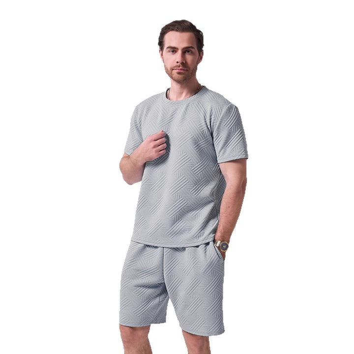 Herrer sportsligt fritid T-shirt og shorts sæt med struktureret overflade Stilla
