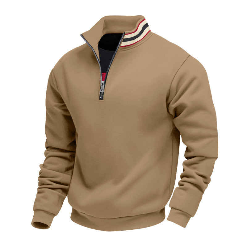 Herren nan Halvzip-sweatshirt med sporty ringkrave og blødt fleece-foring Skovae