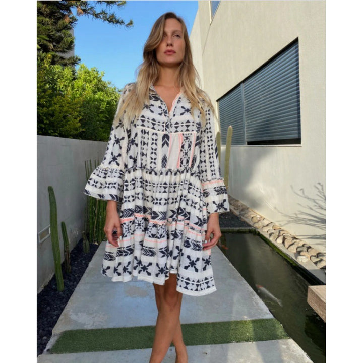 Femme Bohemian-stil lagdelt tunika kjole Stilla