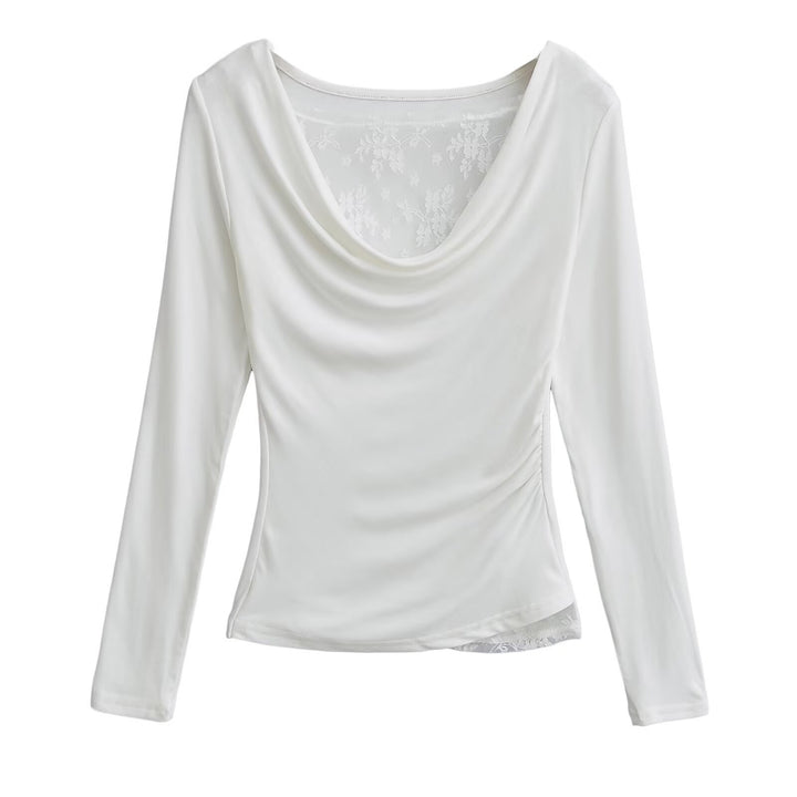 Dame elegant longsleeve top med glat draperingseffekt Stilla