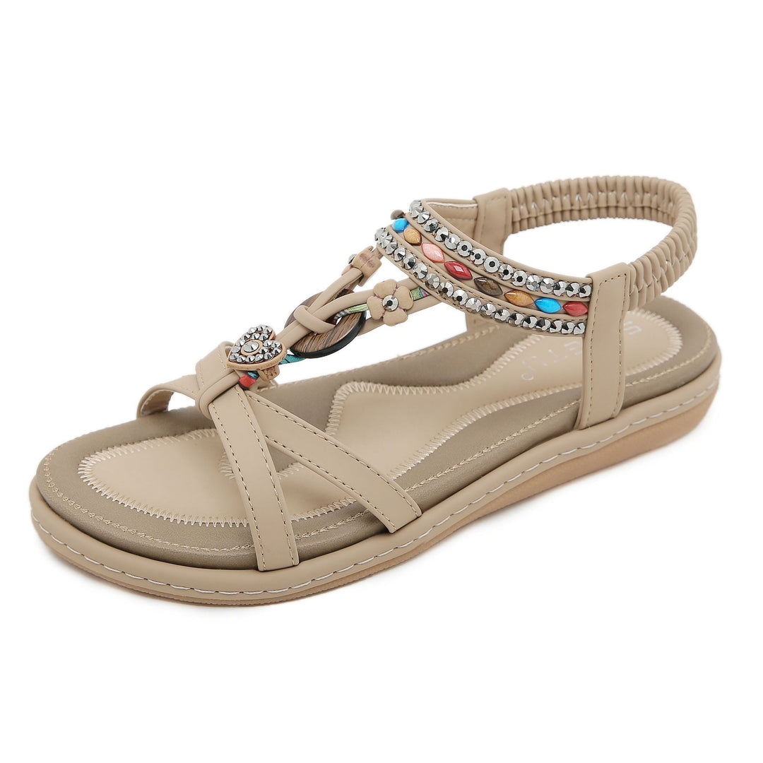 Dame Komfort-sandaler med dekorative accenter og elastisk remsystem Stilla