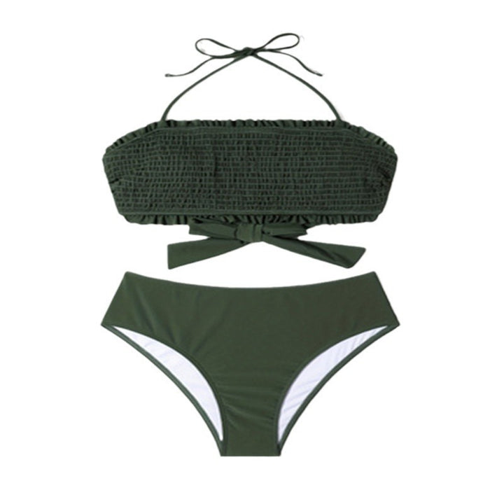 Dame bandeau bikini sæt med flæse detaljer og justerbare bånd Skovae