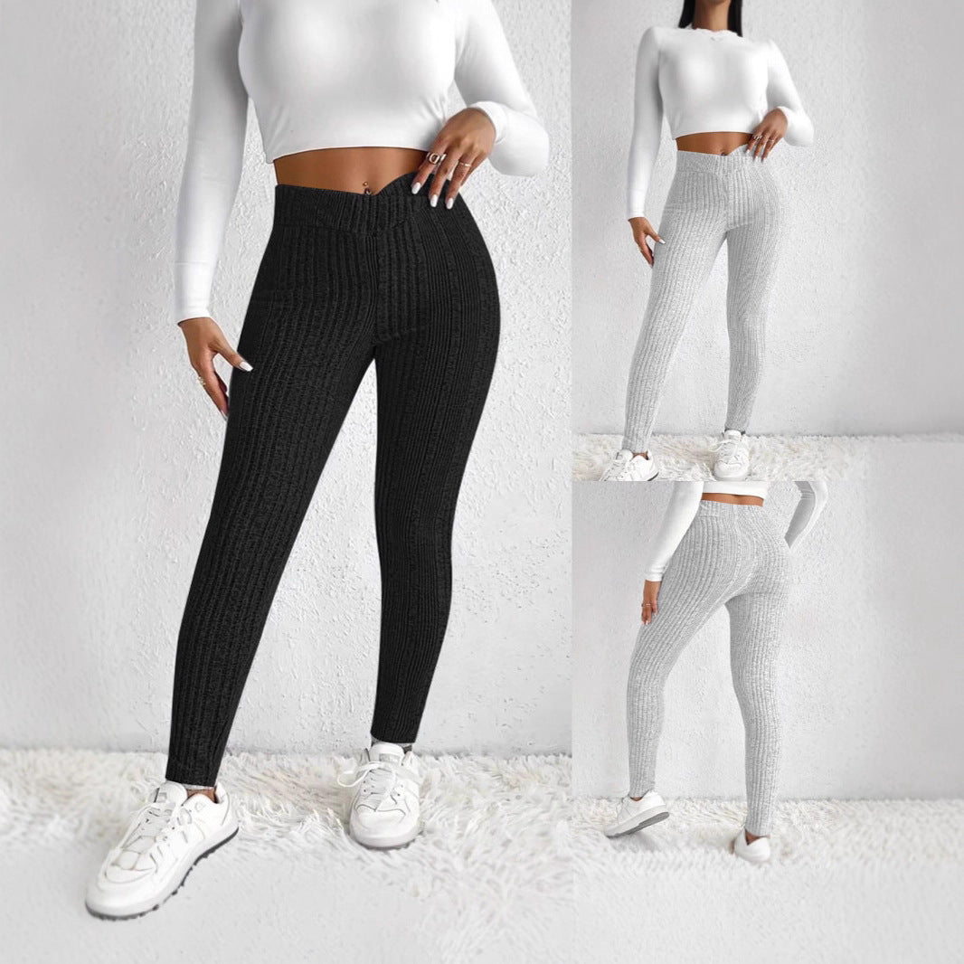 Dame fitted leggings med stilfuldt stribet mønster Stilla