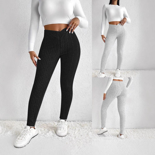 Dame fitted leggings med stilfuldt stribet mønster Stilla