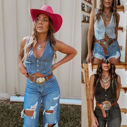 Dame Jeansvest Stilla