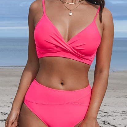 Dame bikini sæt med høj talje og indpaknings top Skovae