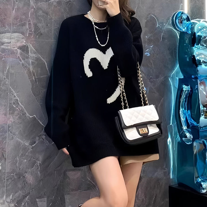 Kvinders oversized sweater med tekstureret kabelmønster Stilla