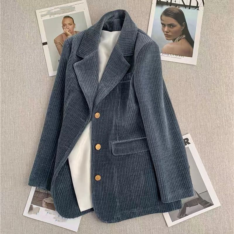 Dame mode kord blazer i en afslappet pasform Stilla