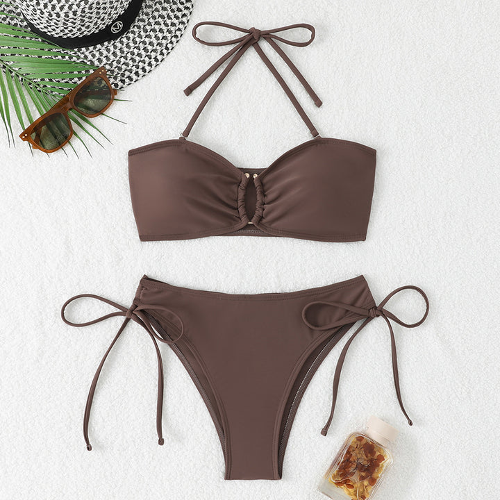 Dame bikini sæt med justerbare stropper og moderne knudetail Skovae