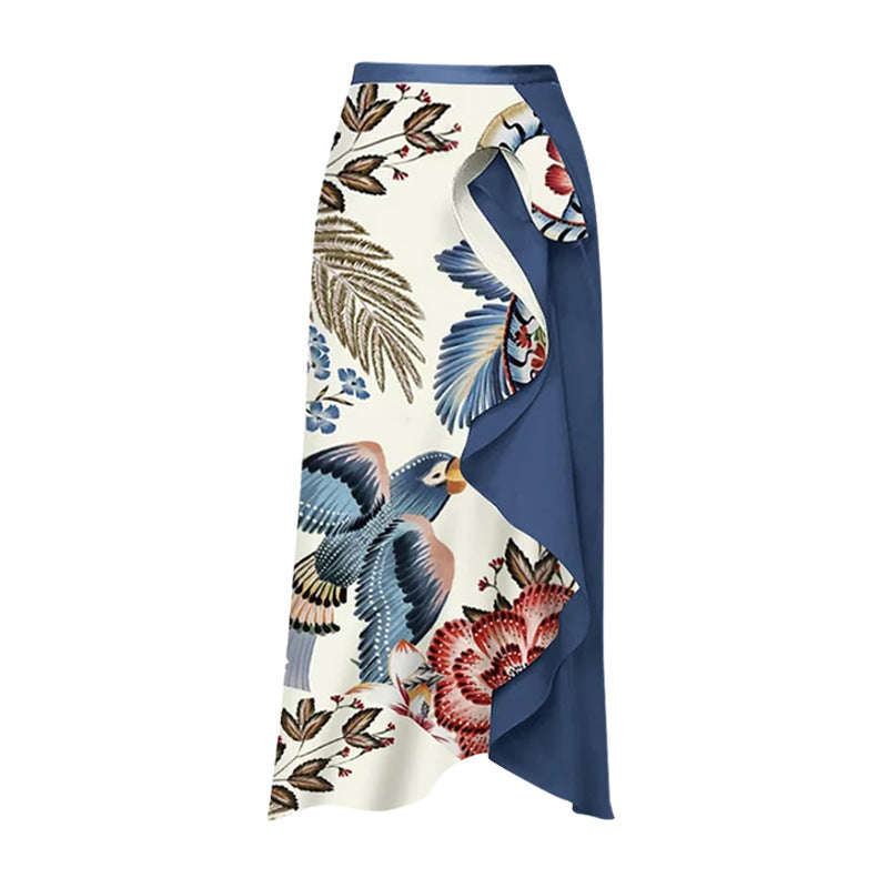 Dame badetøj sæt med blomster ruffles og tætsiddende shorts Skovae