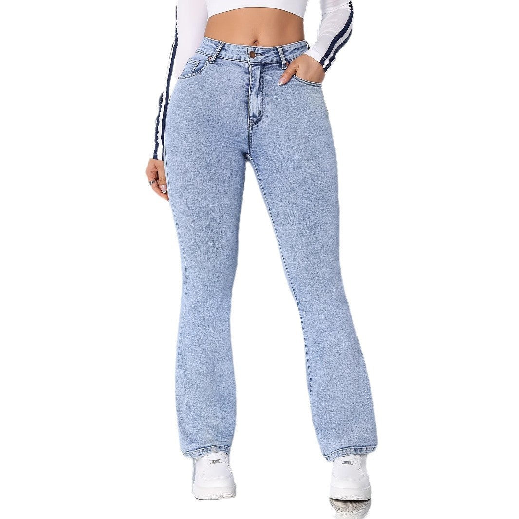 Dame slagjeans med høj talje og figursyet snit Stilla